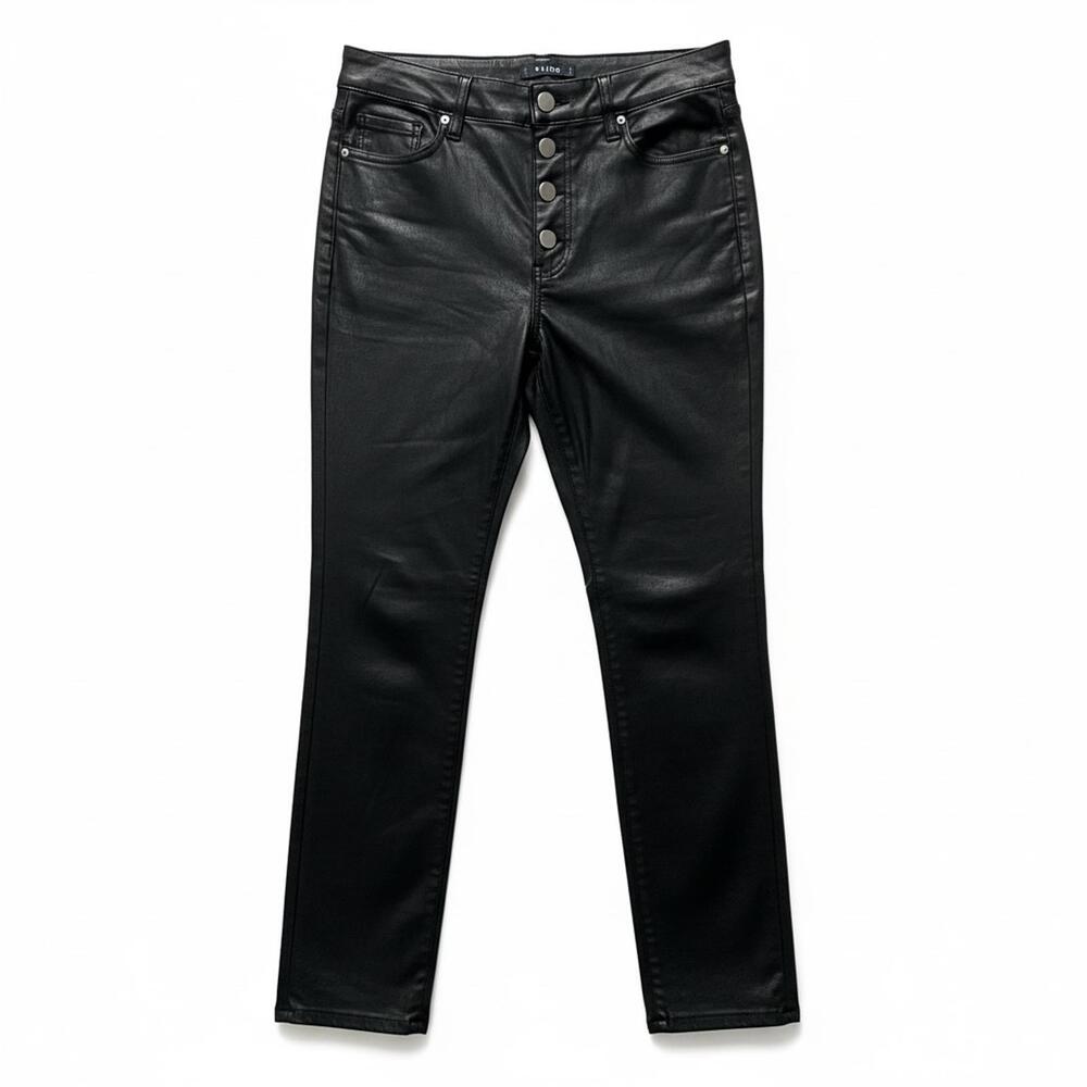 Paige Hoxton Ultra Skinny Coated Black Jeans High Rise Size 30